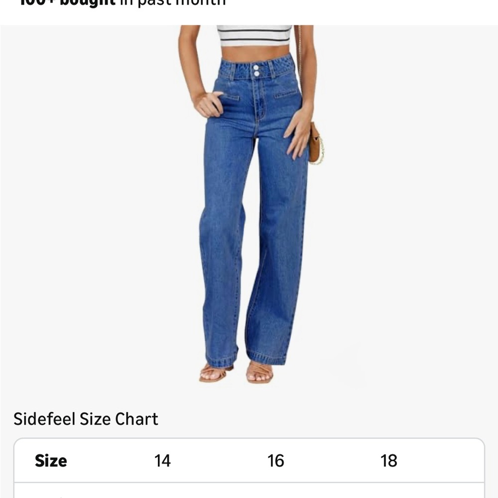Sidefeel Stretchy Straight, Wide Leg Women's Jeans, Blue, New, Size 16, $19 - Picture 10 of 10